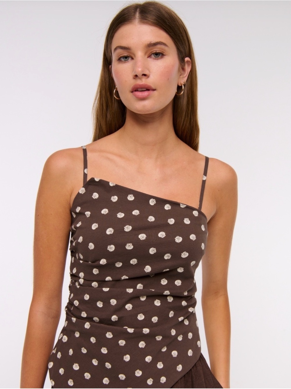 Abercrombie & Fitch Brown Polka Dot Asymmetric Tube Top - Picture 2 of 4